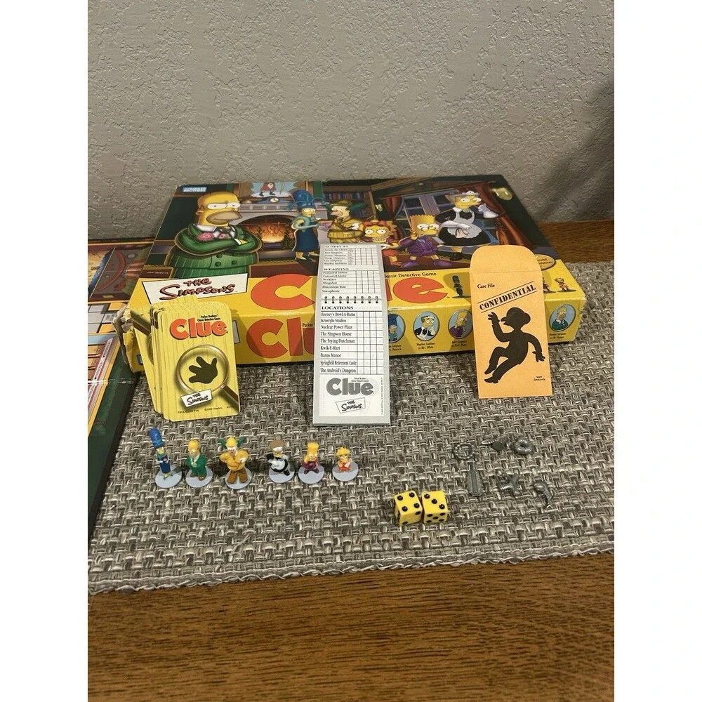 The Simpsons Edition Clue Board Game Parker Brothers 2002 2nd Edition